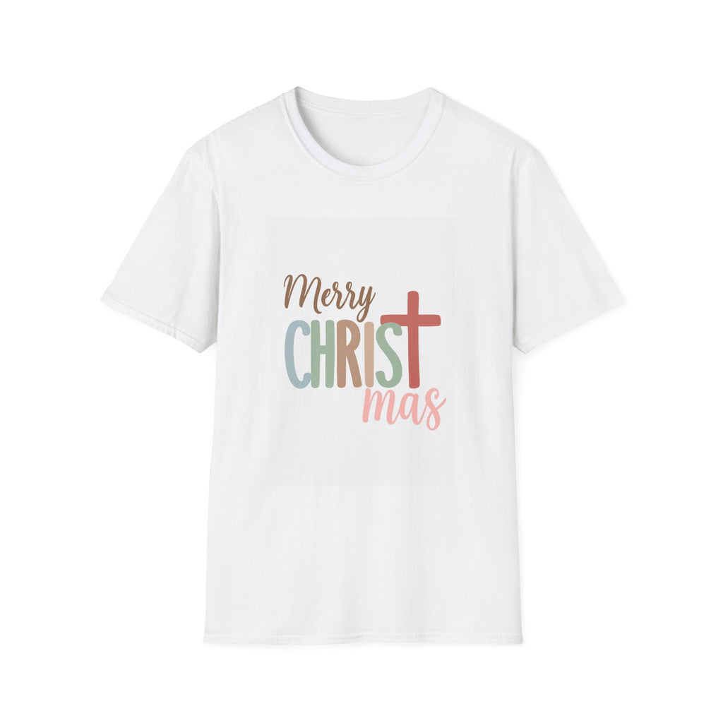 Merry CHRISTmas Cross T‑Shirt — Pastel Faith-Based Christmas Tee