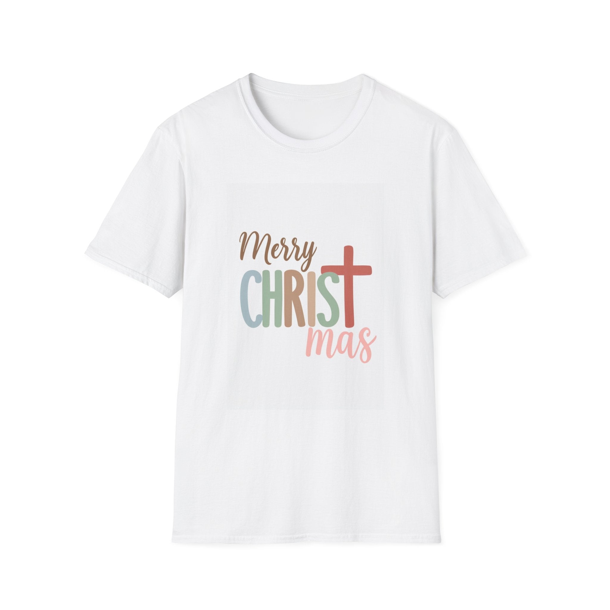 Merry CHRISTmas Cross T‑Shirt — Pastel Faith-Based Christmas Tee