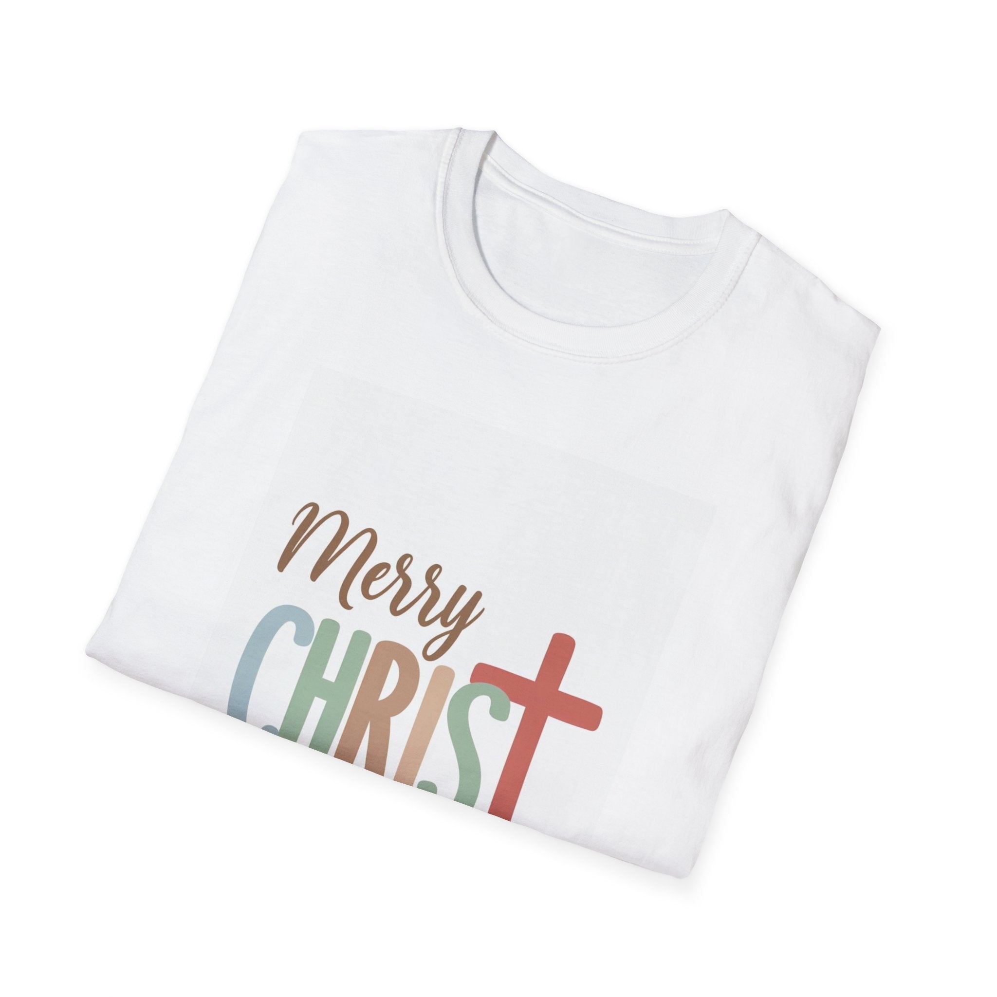 Merry CHRISTmas Cross T‑Shirt — Pastel Faith-Based Christmas Tee